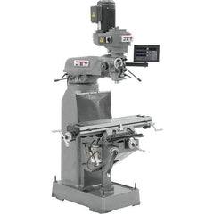 Jet - 7-7/8" Table Width x 35-3/4" Table Length, Variable Speed Pulley Control, 1 Phase Knee Milling Machine - R8 Spindle Taper, 1-1/2 hp - Exact Tool & Supply