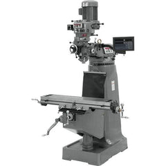 Jet - 9" Table Width x 42" Table Length, Variable Speed Pulley Control, 1 Phase Knee Milling Machine - R8 Spindle Taper, 2 hp - Exact Tool & Supply