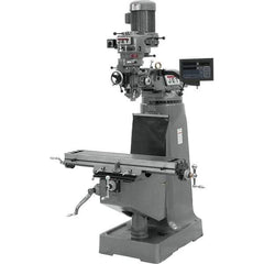 Jet - 9" Table Width x 42" Table Length, Variable Speed Pulley Control, 1 Phase Knee Milling Machine - R8 Spindle Taper, 2 hp - Exact Tool & Supply