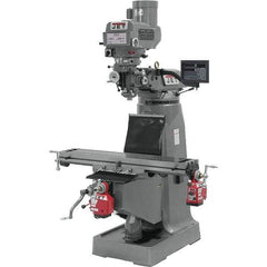 Jet - 9" Table Width x 49" Table Length, Variable Speed Pulley Control, 3 Phase Knee Milling Machine - R8 Spindle Taper, 3 hp - Exact Tool & Supply