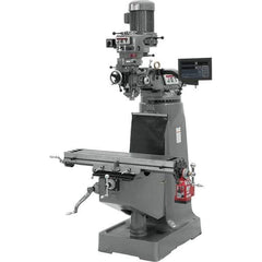 Jet - 9" Table Width x 42" Table Length, Variable Speed Pulley Control, 1 Phase Knee Milling Machine - R8 Spindle Taper, 2 hp - Exact Tool & Supply