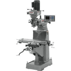 Jet - 7-7/8" Table Width x 35-3/4" Table Length, Variable Speed Pulley Control, 3 Phase Knee Milling Machine - R8 Spindle Taper, 1-1/2 hp - Exact Tool & Supply