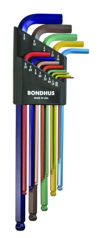 13 Piece - .050 - 3/8" Extra Long Arm - ColorGuard Ball End L-Wrench Set - Exact Tool & Supply