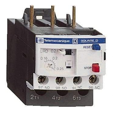 Schneider Electric - 0.16 to 0.25 Amp, 690 VAC, Thermal IEC Overload Relay - Trip Class 10A, For Use with LC1D09 and LC1D38 - Exact Tool & Supply