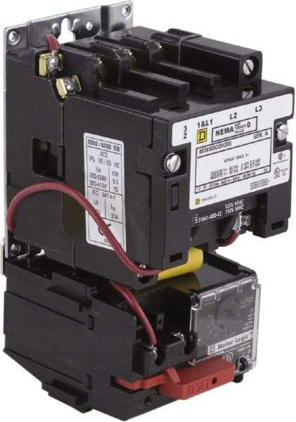Square D - 440 Coil VAC at 50 Hz, 480 Coil VAC at 60 Hz, 9 Amp, Nonreversible Open Enclosure NEMA Motor Starter - 2 hp at 1 Phase - Exact Tool & Supply
