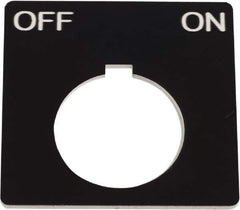 Schneider Electric - Square, Plastic Legend Plate - Off-On - Black Background, White Letters, 1.2 Inch Hole Diameter, 2-1/4 Inch Square - Exact Tool & Supply