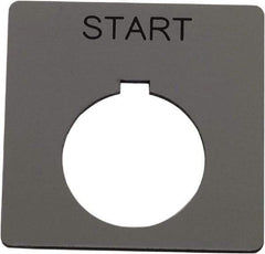 Schneider Electric - Square, Plastic Legend Plate - Start - Silver Background, Black Letters, 1.2 Inch Hole Diameter, 2-1/4 Inch Square - Exact Tool & Supply