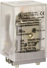 Square D - 1/2 hp at 240 Volt & 1/3 hp at 120 Volt, Electromechanical Spade General Purpose Relay - 10 Amp at 240 VAC, DPDT, 125 VDC - Exact Tool & Supply
