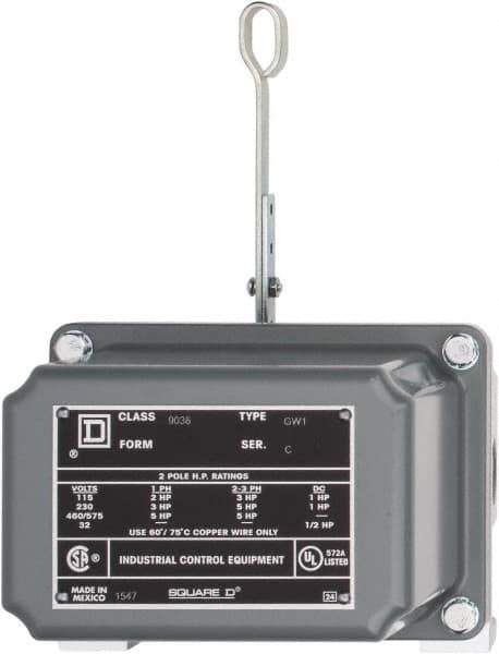Square D - 4 NEMA Rated, DPST, Float Switch Pressure and Level Switch - 575 VAC, Line-Load-Load-Line Terminal - Exact Tool & Supply