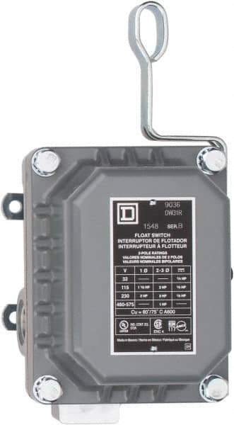 Square D - 4 NEMA Rated, DPST, Float Switch Pressure and Level Switch - 575 VAC, Line-Load-Load-Line Terminal - Exact Tool & Supply