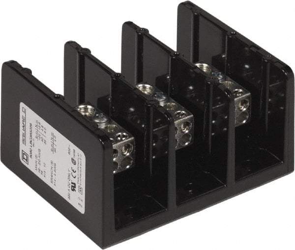 Square D - 3 Poles, 350 (Copper) Amp, Phenolic Power Distribution Block - 600 VAC, 2 Primary Connection - Exact Tool & Supply