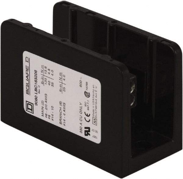 Square D - 1 Pole, 350 (Copper) Amp, Phenolic Power Distribution Block - 600 VAC, 2 Primary Connection - Exact Tool & Supply