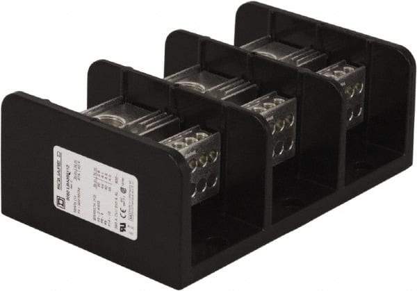 Square D - 3 Poles, 310 (Aluminium), 380 (Copper) Amp, Phenolic Power Distribution Block - 600 VAC, 1 Primary Connection - Exact Tool & Supply