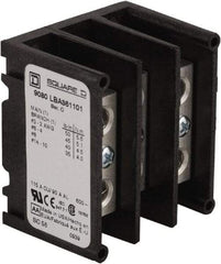 Square D - 3 Poles, 115 (Copper), 90 (Aluminium) Amp, Thermoplastic Power Distribution Block - 600 VAC, 1 Primary Connection - Exact Tool & Supply