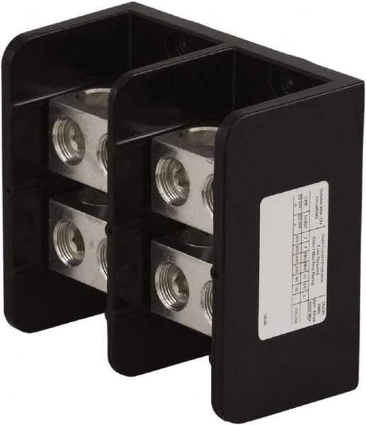 Square D - 2 Poles, 620 (Aluminium), 760 (Copper) Amp, Phenolic Power Distribution Block - 600 VAC, 2 Primary Connection - Exact Tool & Supply