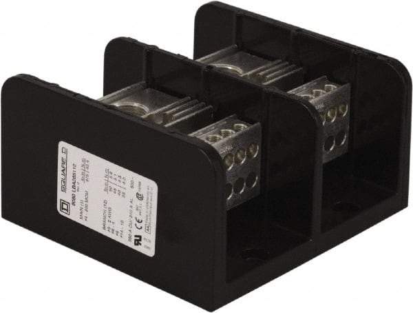 Square D - 2 Poles, 310 (Aluminium), 380 (Copper) Amp, Phenolic Power Distribution Block - 600 VAC, 1 Primary Connection - Exact Tool & Supply