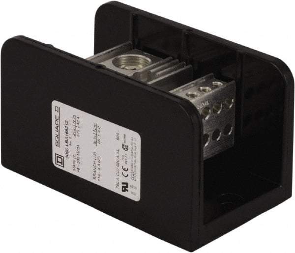 Square D - 1 Pole, 620 (Aluminium), 760 (Copper) Amp, Phenolic Power Distribution Block - 600 VAC, 2 Primary Connection - Exact Tool & Supply