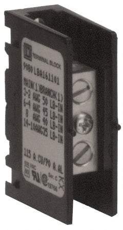 Square D - 1 Pole, 115 (Copper), 90 (Aluminium) Amp, Thermoplastic Power Distribution Block - 600 VAC, 1 Primary Connection - Exact Tool & Supply