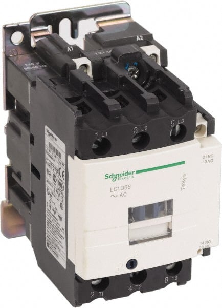 Schneider Electric - 3 Pole, 220 Coil VAC at 50/60 Hz, 65 Amp at 440 VAC and 80 Amp at 440 VAC, Nonreversible IEC Contactor - Exact Tool & Supply