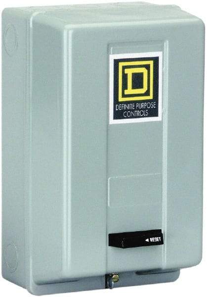 Square D - 2 Pole, 40 Amp Inductive Load, 110 Coil VAC at 50 Hz and 120 Coil VAC at 60 Hz, Definite Purpose Contactor - Phase 1 Hp:  3 at 115 VAC, 7.5 at 230 VAC, Enclosed Enclosure, NEMA 1 - Exact Tool & Supply