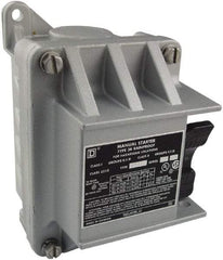 Square D - 2 Poles, 16 Amp, NEMA, Enclosed Toggle Manual Motor Starter - 1 hp at 115 VAC, 1 hp at 230 VAC, 1 hp at 277 VAC, 3/4 hp at 115 VDC & 3/4 hp at 230 VDC, CE, CSA, NEMA 3R/7/9 & UL Listed - Exact Tool & Supply