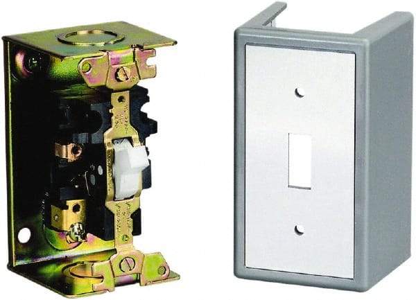 Square D - 2 Poles, 16 Amp, NEMA, Enclosed Toggle Manual Motor Starter - 1 hp at 115 VAC, 1 hp at 230 VAC, 1 hp at 277 VAC, 3/4 hp at 115 VDC & 3/4 hp at 230 VDC, CE, CSA, NEMA 1 & UL Listed - Exact Tool & Supply