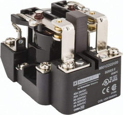 Square D - 10 VA Power Rating, Electromechanical Screw Clamp General Purpose Relay - 10 Amp at 110 V & 4 Amp at 220 V, DPDT, 120 VAC at 50/60 Hz, 63.6mm Wide x 58.8mm High x 79.4mm Deep - Exact Tool & Supply