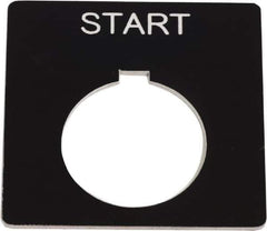 Schneider Electric - Square, Plastic Legend Plate - Start - Black Background, White Letters, 1.2 Inch Hole Diameter, 2-1/4 Inch Square - Exact Tool & Supply