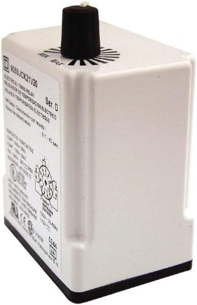 Square D - DPDT Time Delay Relay - 10 Contact Amp, 110 VDC & 120 VAC - Exact Tool & Supply