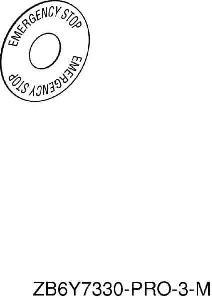 Schneider Electric - Round, Legend Plate - Emergency Stop - Yellow Background, Black Letters, 45mm Overall Diameter - Exact Tool & Supply