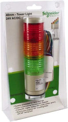 Schneider Electric - LED Lamp, Green, Red and Amber, Steady, Preassembled Stackable Tower Light Module Unit - 24 VAC/VDC, 75 Milliamp, Base Mount - Exact Tool & Supply