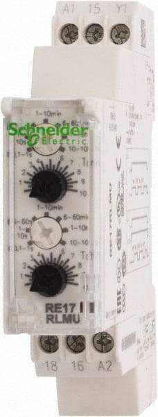 Schneider Electric - 100 hr Delay, Multiple Range SPDT Time Delay Relay - 8 Contact Amp, 24 VDC & 24 to 240 VAC, Selector Switch - Exact Tool & Supply