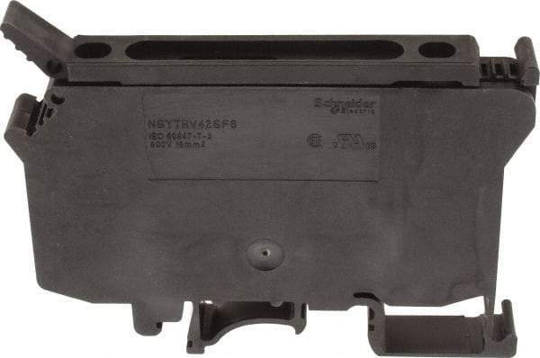 Schneider Electric - 1 Pole, 500 Volt, 10 Amp, -40 to 266°F, DIN Rail Mount, Polyamide Fused Terminal Block - 3 Contacts, 26 to 8 AWG Compatibility, 60-1/2mm High - Exact Tool & Supply
