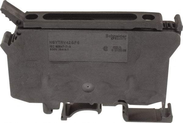 Schneider Electric - 1 Pole, 500 Volt, 10 Amp, -40 to 266°F, DIN Rail Mount, Polyamide Fused Terminal Block - 3 Contacts, 1/2 to 16mm Compatibility, 60-1/2mm High - Exact Tool & Supply