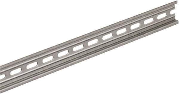 Square D - 2m Long x 0.3 Inch Wide x 1.38 Inch High x Steel DIN Rail - 0.04 Inch Thick - Exact Tool & Supply