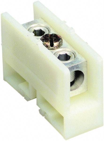 Square D - 600 VAC, 255 Amp, -40 to 275°F, DIN Rail Mount, Nylon Standard Terminal Block - 1 Contact, Tin Plated Aluminum, 6 AWG Compatibility Size, 2.32 Inch High x 3.23 Inch Deep - Exact Tool & Supply