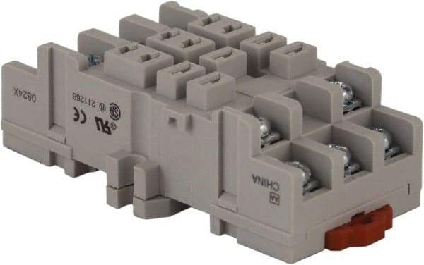 Square D - 11 Pins, 300 VAC, 15 Amp (UL and CSA), Square Relay Socket - DIN Rail Mount, Panel Mount, 2 Tiers, Screw Terminal - Exact Tool & Supply