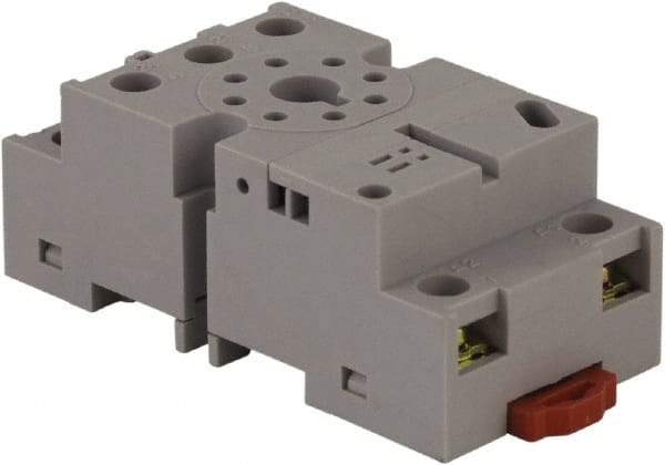 Square D - 8 Pins, 300 VAC, 10 Amp (CSA) and 16 Amp (UL), Square Relay Socket - DIN Rail Mount, Panel Mount, 2 Tiers, Screw Terminal - Exact Tool & Supply