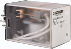 Square D - 11 Pins, 1 hp at 277 Volt & 1/3 hp at 120 Volt, 3 VA Power Rating, Octal Electromechanical Plug-in General Purpose Relay - 10 Amp at 250 VAC, 3PDT, 120 VAC at 50/60 Hz, 34.9mm Wide x 50.3mm High x 35.4mm Deep - Exact Tool & Supply