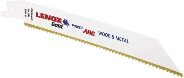 Lenox - 6" Long x 3/4" Thick, Bi-Metal Reciprocating Saw Blade - Tapered Profile, 10 TPI, Toothed Edge, Universal Shank - Exact Tool & Supply