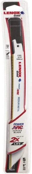 Lenox - 8" Long x 3/4" Thick, Bi-Metal Reciprocating Saw Blade - Tapered Profile, 18 TPI, Toothed Edge, Universal Shank - Exact Tool & Supply