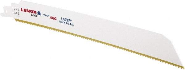 Lenox - 9" Long x 1" Thick, Bi-Metal Reciprocating Saw Blade - Tapered Profile, 10 TPI, Toothed Edge, Universal Shank - Exact Tool & Supply