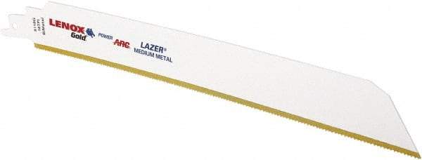 Lenox - 9" Long x 1" Thick, Bi-Metal Reciprocating Saw Blade - Tapered Profile, 18 TPI, Toothed Edge, Universal Shank - Exact Tool & Supply