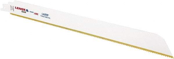Lenox - 12" Long x 1" Thick, Bi-Metal Reciprocating Saw Blade - Tapered Profile, 10 TPI, Toothed Edge, Universal Shank - Exact Tool & Supply