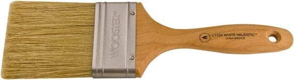 Wooster Brush - 2-1/2" Flat Hog Varnish Brush - 3-3/16" Bristle Length, 6-1/2" Maple Beavertail Handle - Exact Tool & Supply