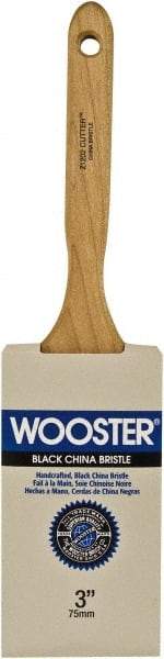 Wooster Brush - 3" Flat Hog Sash Brush - 3-7/16" Bristle Length, 6-1/8" Maple Fluted Handle - Exact Tool & Supply