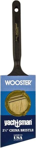 Wooster Brush - 2-1/2" Angled Hog Sash Brush - 2-11/16" Bristle Length, 5-1/8" Plastic Fluted Handle - Exact Tool & Supply