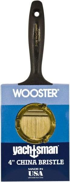 Wooster Brush - 4" Flat Hog Wall Brush - 3-3/16" Bristle Length, 6-1/4" Plastic Beavertail Handle - Exact Tool & Supply