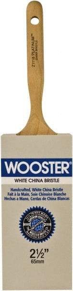 Wooster Brush - 2-1/2" Flat Hog Varnish Brush - 2-15/16" Bristle Length, 5-1/8" Maple Dowel Handle - Exact Tool & Supply