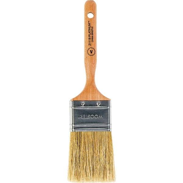 Wooster Brush - 2" Flat Hog Varnish Brush - 2-11/16" Bristle Length, 5-1/8" Maple Dowel Handle - Exact Tool & Supply